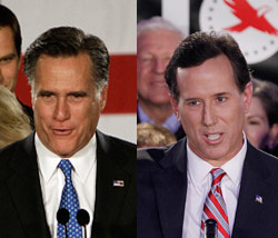 Mitt Romney en Rick Santorum over immigratie